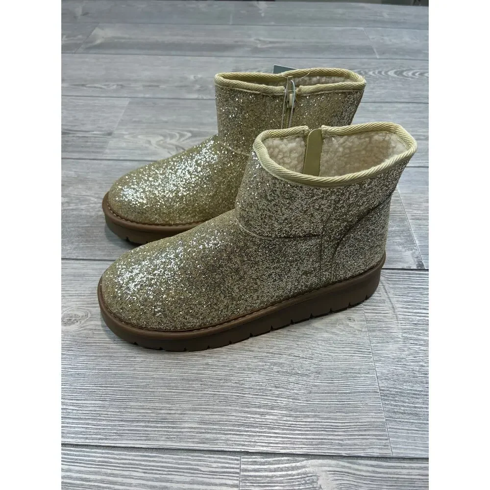 Cat & Jack Girls' Honor Faux Suede Boots Gold Size 5 NWT